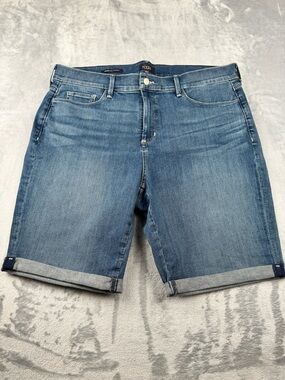 NYDJ Women's Briella Bermuda Denim Shorts Blue 18W Plus Lift Tuck Cuffed
